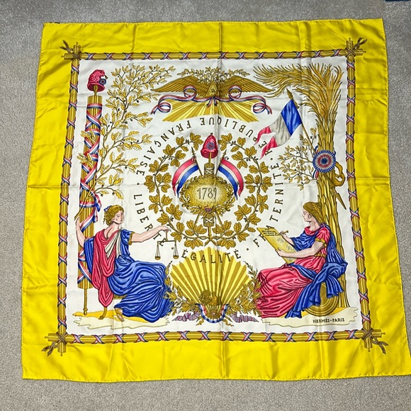 Hermes Silk “Liberte Égalite Fraternit République Francaise” Scarff - Picture 1 of 7
